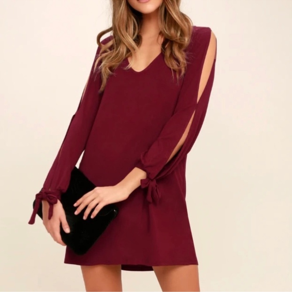 Lulu's Elegant Red Long Sleeve Dress